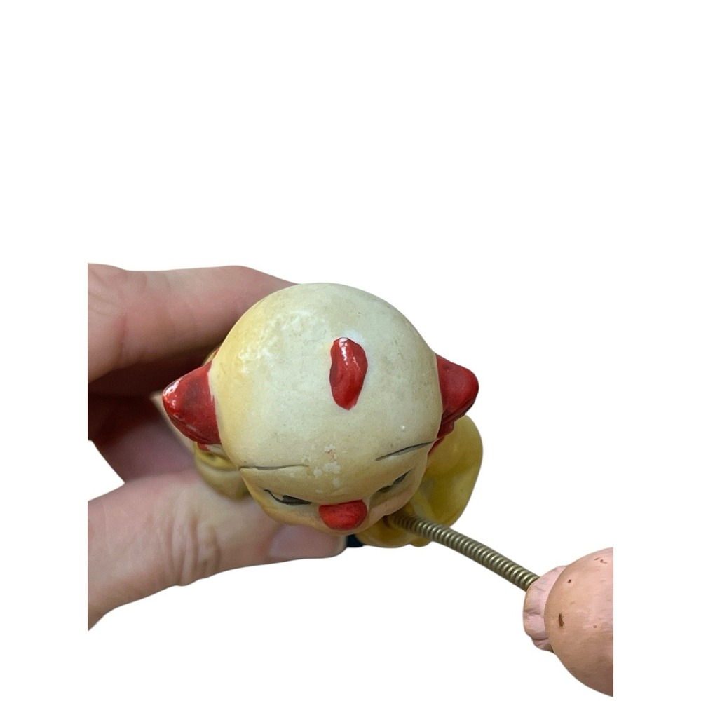 Vintage Hand Painter Porcelain Clown with Balloon on Spring Figurine Korea - Picture 5 of 9